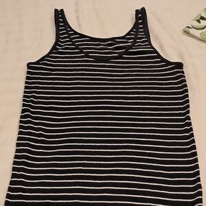 Motherhood Black and White Striped Tank Top